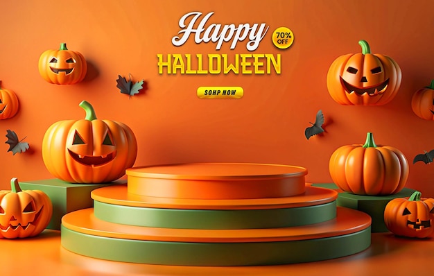 Halloween Promotional Sale Podium Web Banner Template