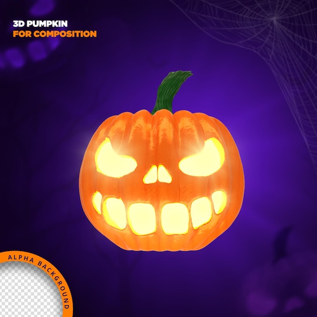 Halloween pumpikin 3d render for composition