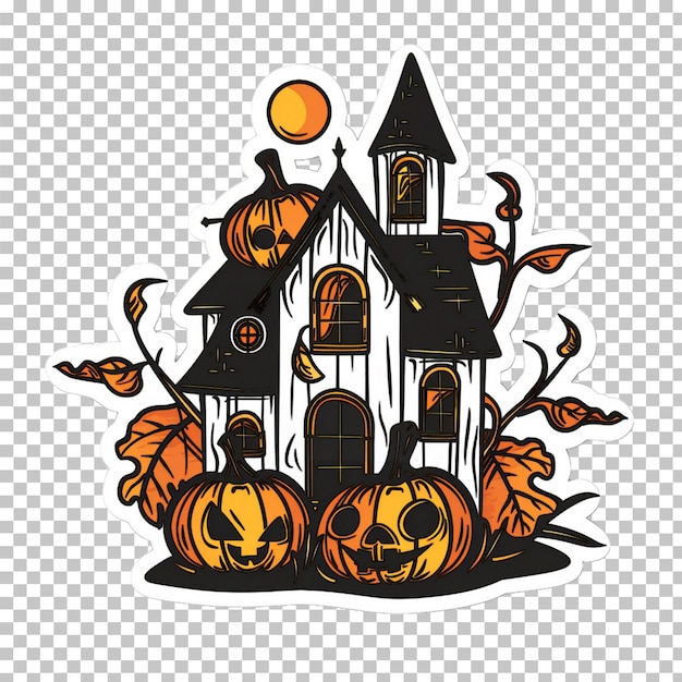 Halloween pumpkin house with transparent background