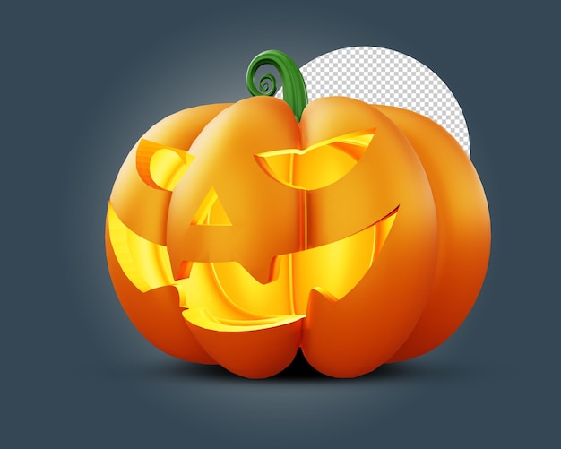 Halloween pumpkin with light inside 3d rendering