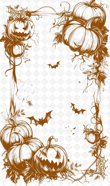 PSD halloween pumpkins with bats and bats on a white background