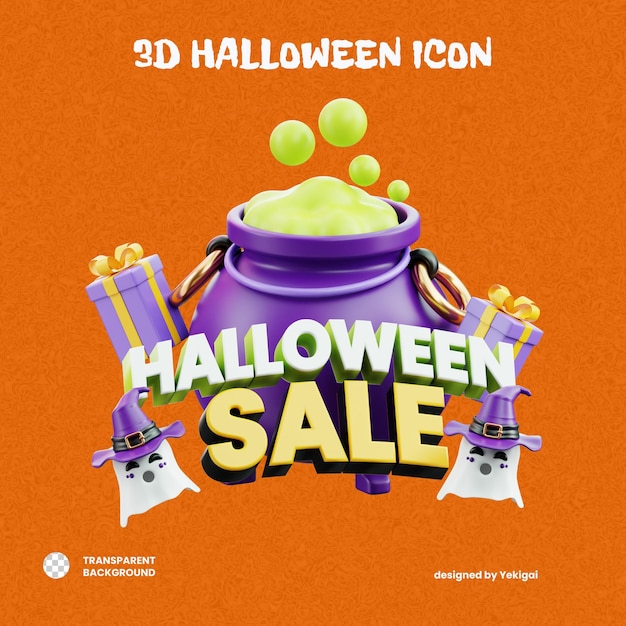 PSD halloween sale 2 3d halloween icon for uiux web app infographic etc