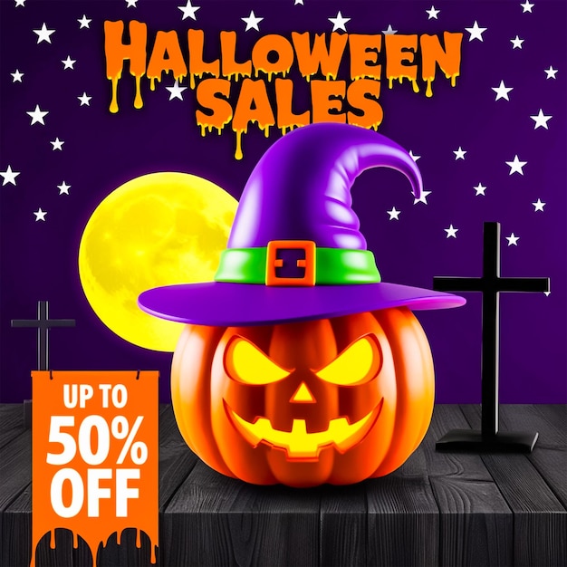 PSD halloween sale poster design