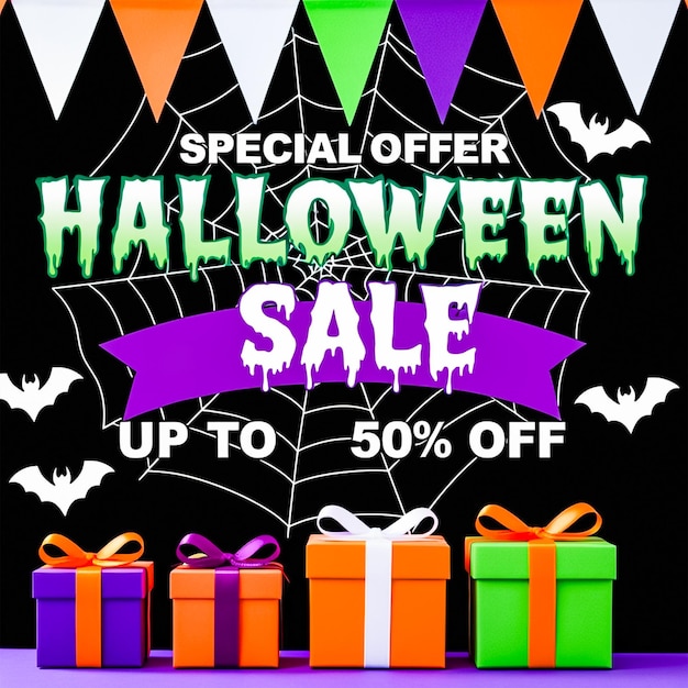 PSD halloween sale poster design