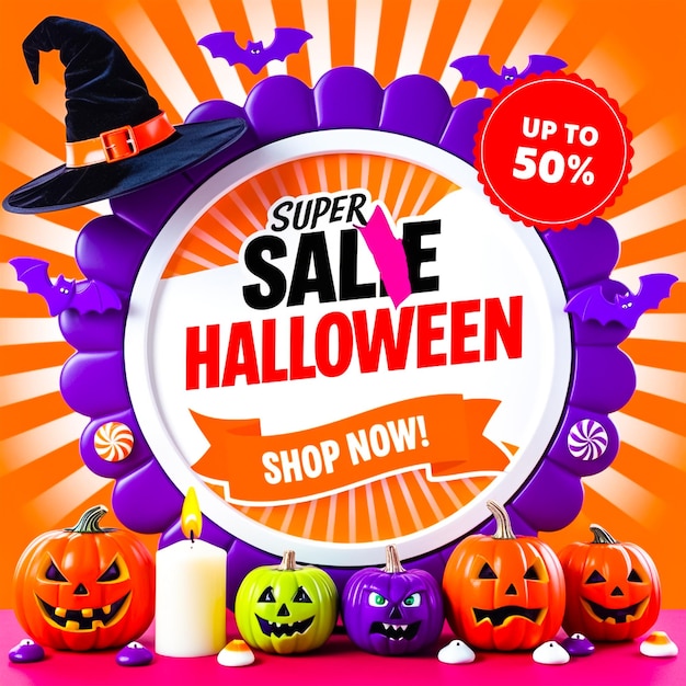 PSD halloween sale poster design