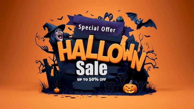 PSD halloween sale poster