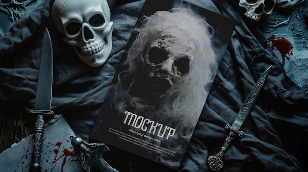 PSD halloween scary book mockup design