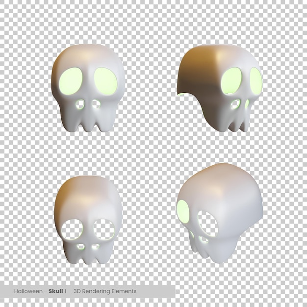 PSD halloween skull 3d rendering elements