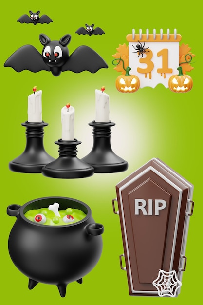 halloween social media post 3d rendering illustration png