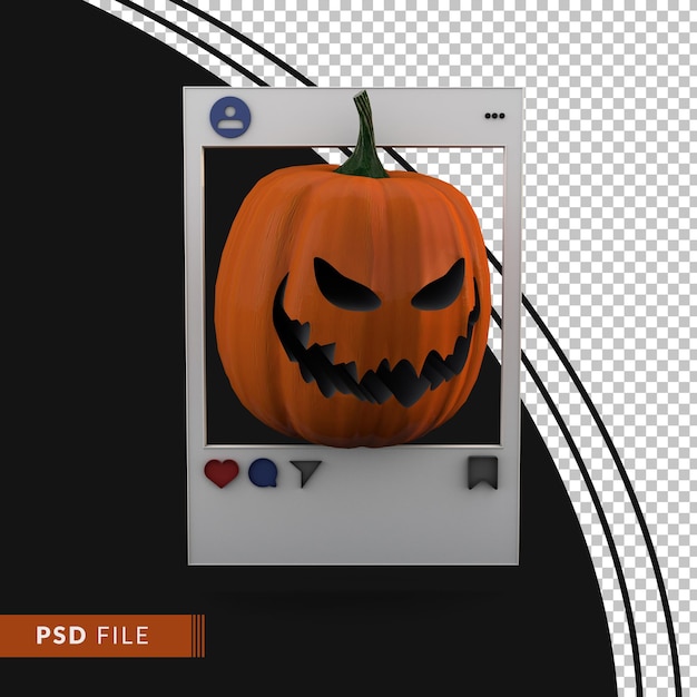 Halloween social media post with 3D Render