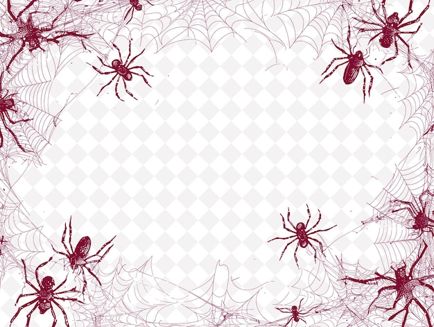 Halloween Spider Web Frame With Spider String and Plastic Sp PNG Creative Background Design