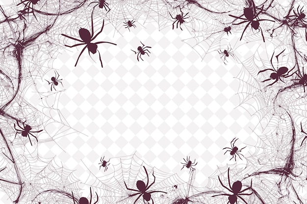 Halloween Spider Web Frame With Spider String and Plastic Sp PNG Creative Background Design