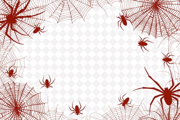 PSD halloween spider web frame with spider string and plastic sp png creative background design