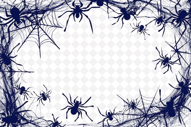 PSD halloween spider web frame with spider string and plastic sp png creative background design