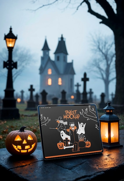 Halloween tablet device mockup