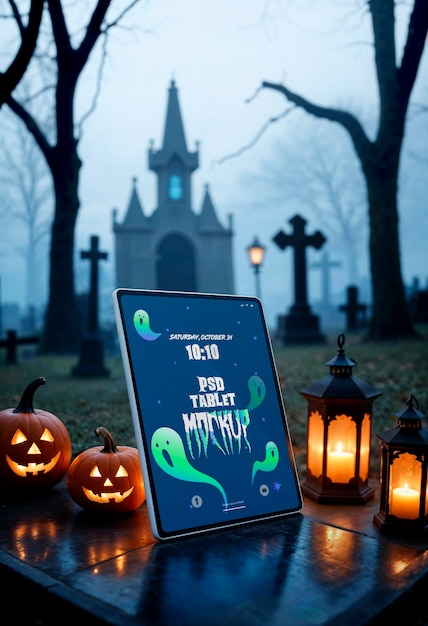 Halloween tablet device mockup