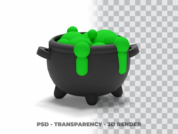 Halloween Witch Cauldron 3d Modeling with transparent background