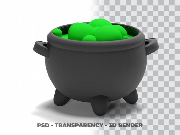 Halloween Witch Cauldron 3d Modeling with transparent background