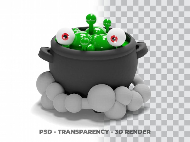 Halloween Witch Cauldron 3d Modeling with transparent background