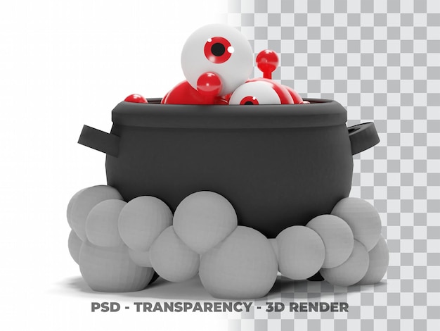 Halloween Witch Cauldron 3d Modeling with transparent background