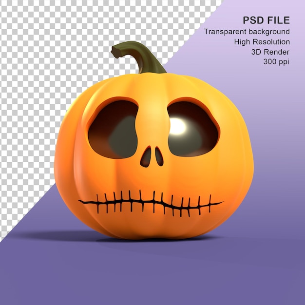 Hallowen Pumpkin 3d rendering Front view sewn mouth