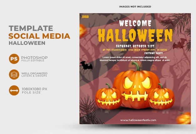 Haloween social media post template deisgn