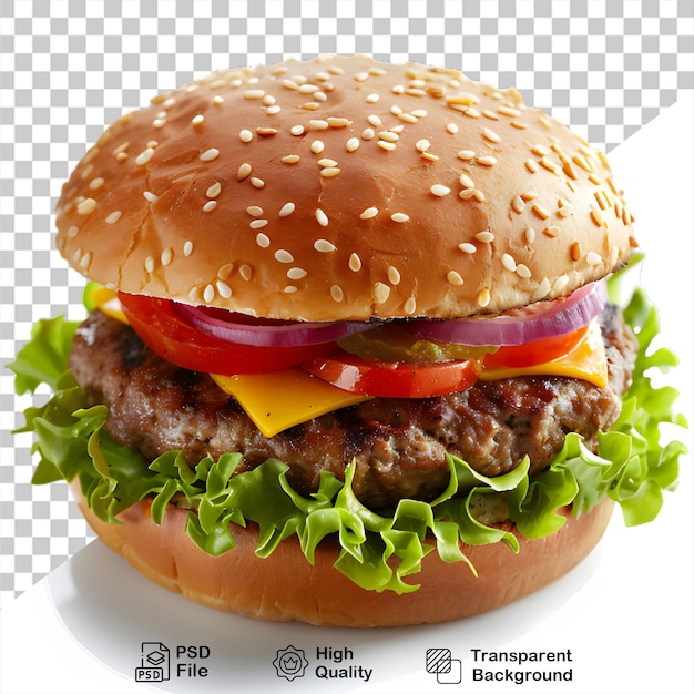 a hamburger with cheese isolated on transparent background