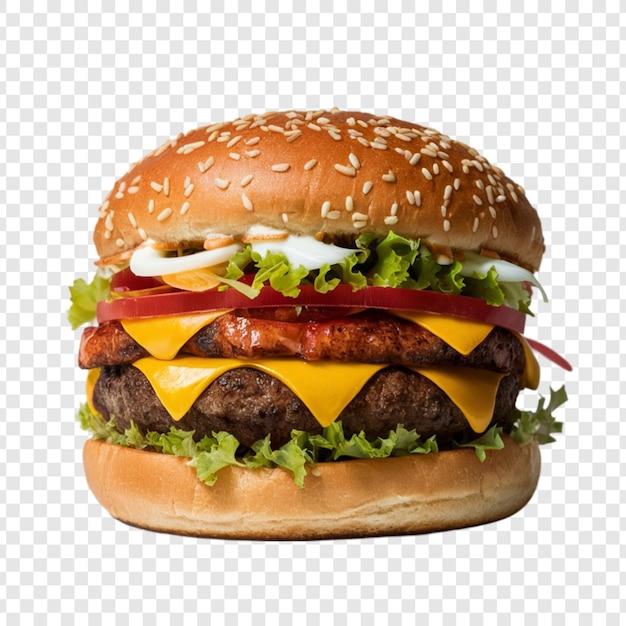 PSD a hamburger with cheese and lettuce on it