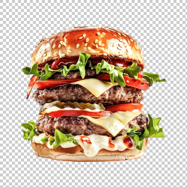 a hamburger with cheese and tomatoes on it is shown