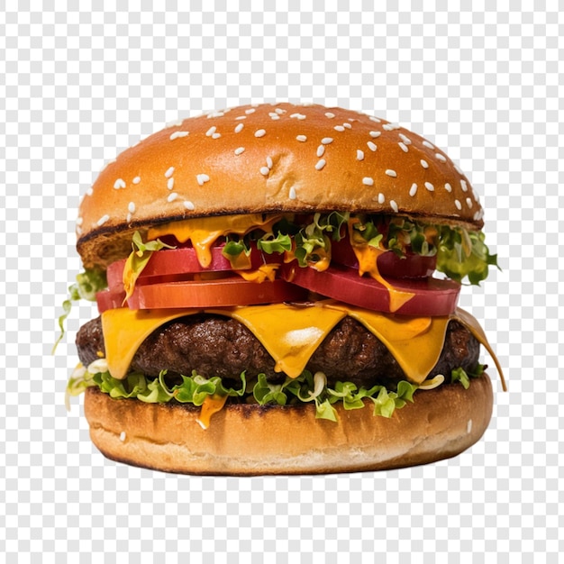 a hamburger with cheese and vegetables on it