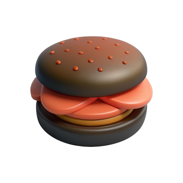 PSD a hamburger with chocolate frosting and orange on it