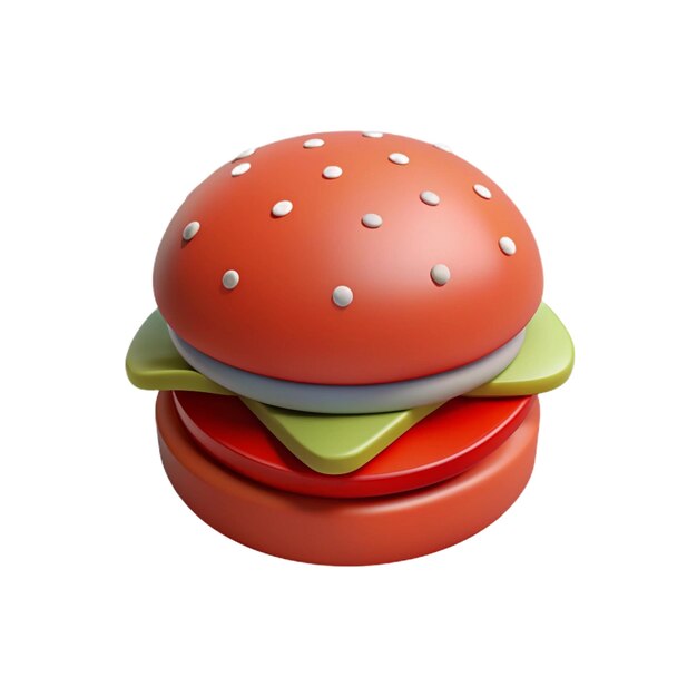 a hamburger with a red cover and a green square on the top