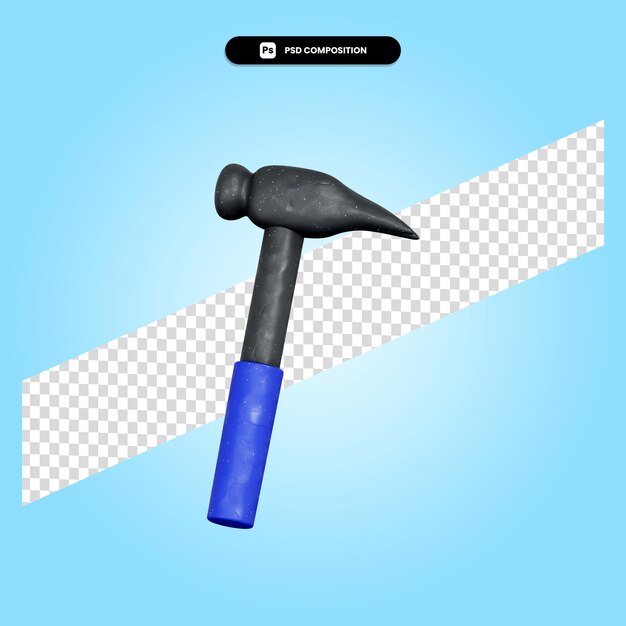 Hammer tools 3d render illustration isolated