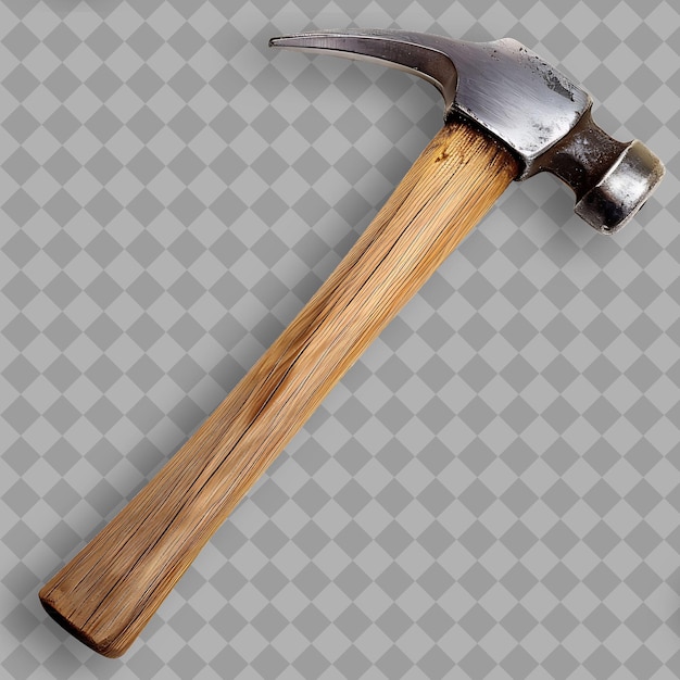 PSD hammer with steel head and wooden handle a tool used for dri png tool on clean background