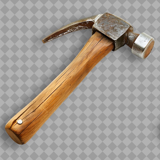 PSD hammer with wooden handle and steel head a tool used for dri png tool on clean background