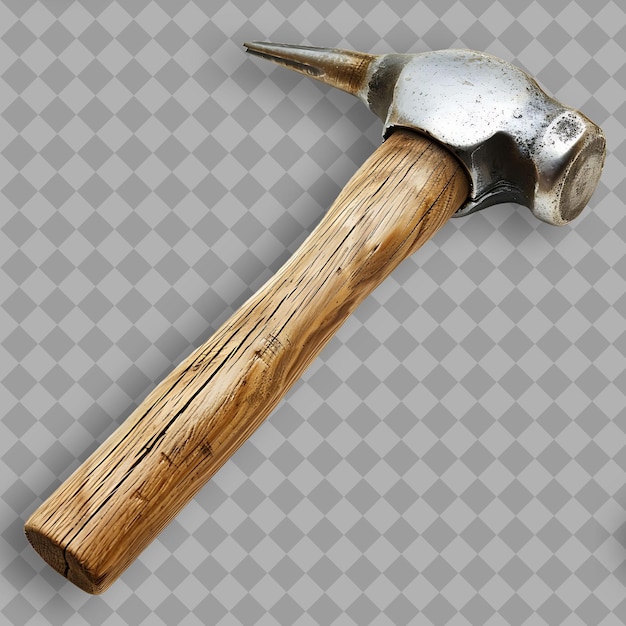 PSD hammer with wooden handle and steel head a tool used for dri png tool on clean background