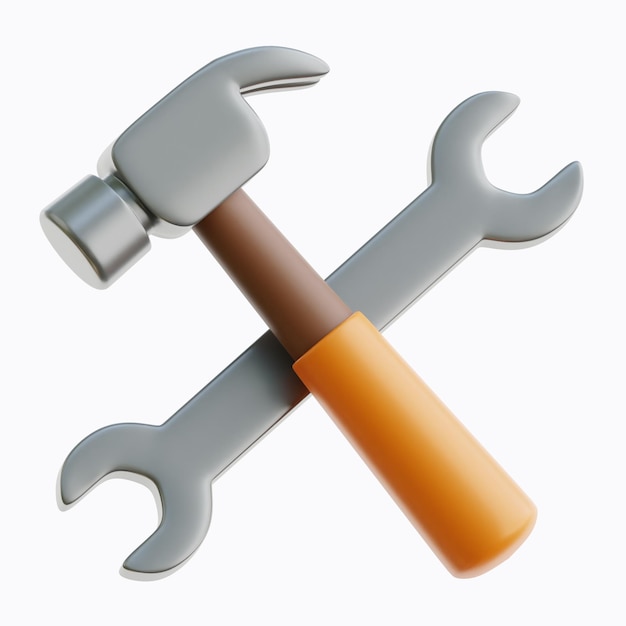 Hammer and Wrench 3D Icon Illustrations