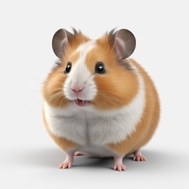 a hamster with a white face and ears on its face