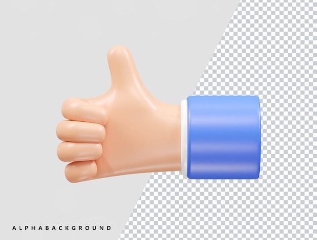 Hand 3d vector icon illustration rendering transparent element