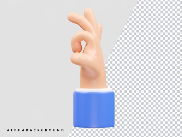 Hand 3d vector icon illustration rendering transparent element