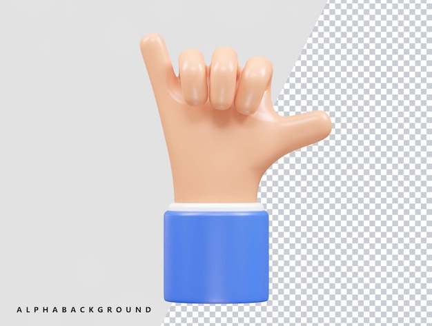 Hand 3d vector icon illustration rendering transparent element