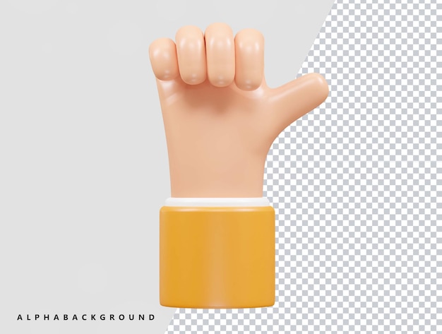 Hand 3d vector icon illustration rendering transparent element