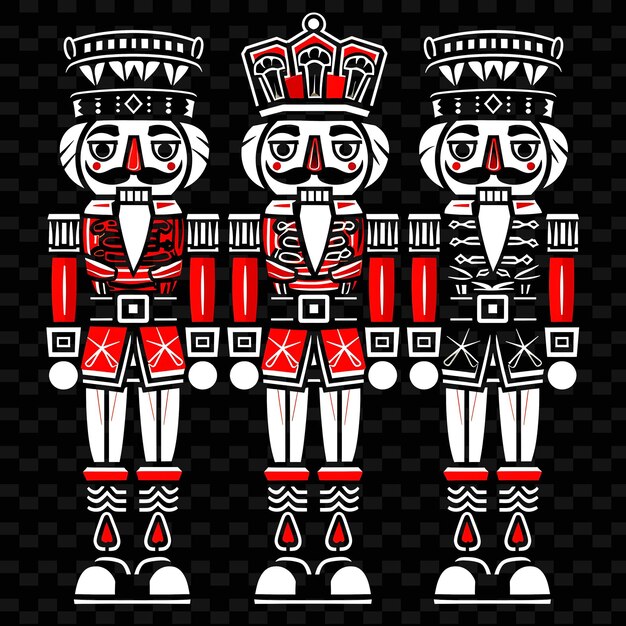 Hand Carved and Painted Nutcracker Soldiers With Geometric B PNG Cute Christmas Decor Collections