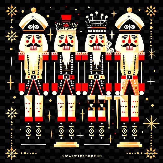 PSD hand carved and painted nutcracker soldiers with geometric b png cute christmas decor collections