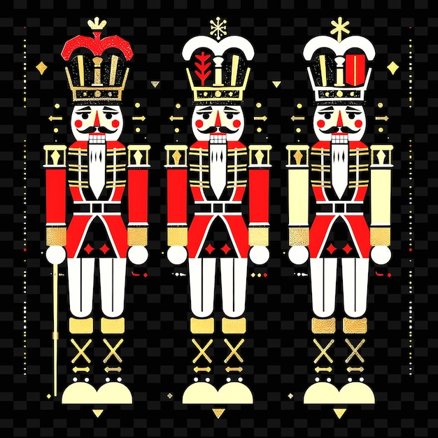 PSD hand carved and painted nutcracker soldiers with geometric b png cute christmas decor collections