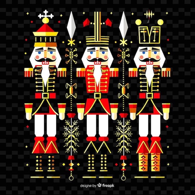 PSD hand carved and painted nutcracker soldiers with geometric b png cute christmas decor collections