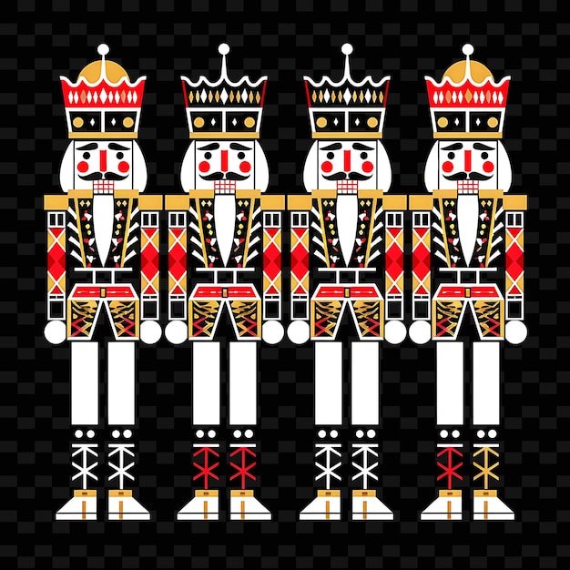 PSD hand carved and painted nutcracker soldiers with geometric b png cute christmas decor collections