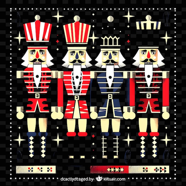 PSD hand carved and painted nutcracker soldiers with geometric b png cute christmas decor collections