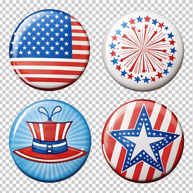 hand drawn 4th of July independence day badges on transparent background