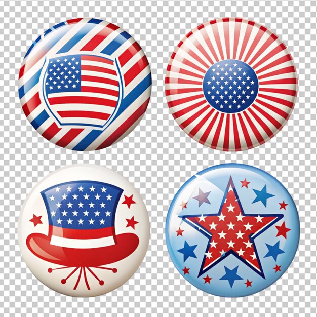 hand drawn 4th of July independence day badges on transparent background